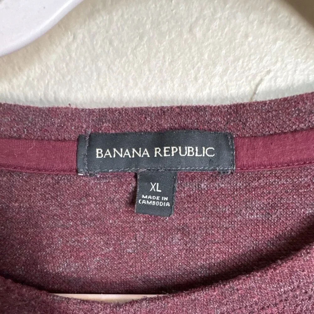 Banana Republic Men’s Crew Neck Pullover Knit Sweater XL Burgundy Solid